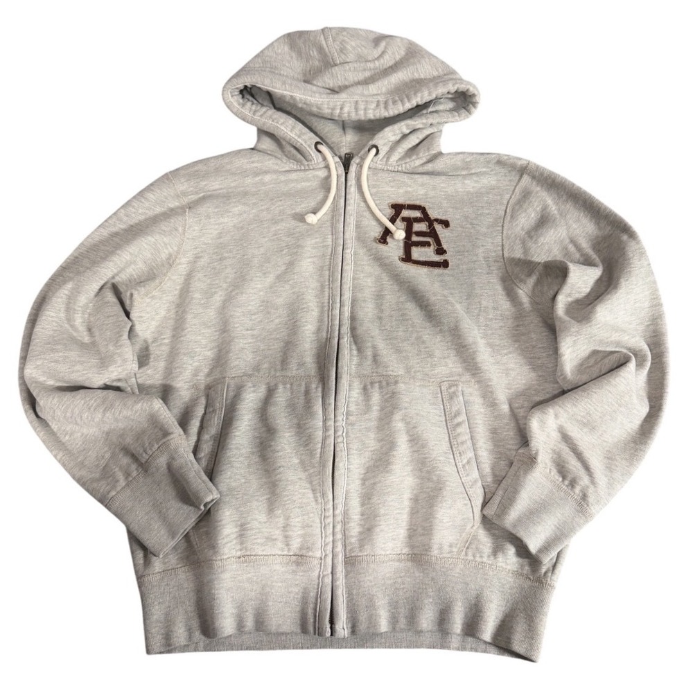 American Eagle Outfitters Mens Heather Grey Full Zip Hoodie Logo Large L/G 0792